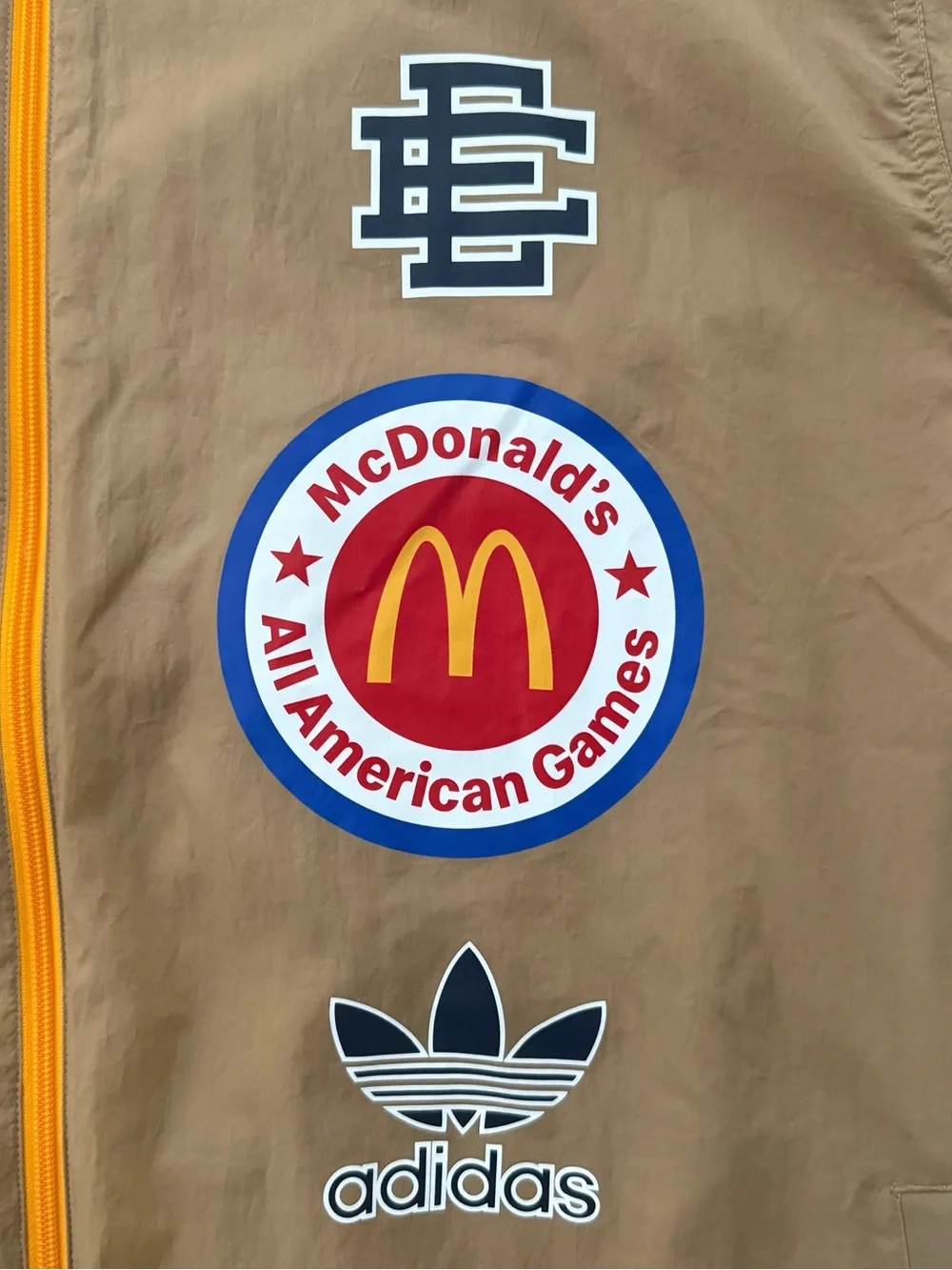 adidas Brown Windbreaker Jacket with Red Stripes